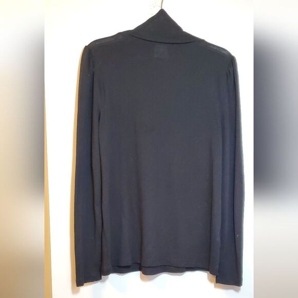 Small LOFT Women's Black Funnel Neck Fine Knit Sweater Long Sleeve - Picture 3 of 6